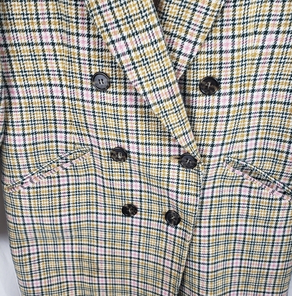 J.Crew Italian Wool Womens Green/Ivory Plaid Button Down Midi Length Coat Sz 2 - Picture 7 of 15